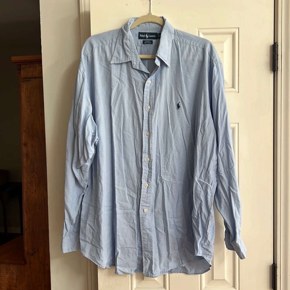 Ralph, Lauren, XL, Blake, cotton blue and white checked shirt